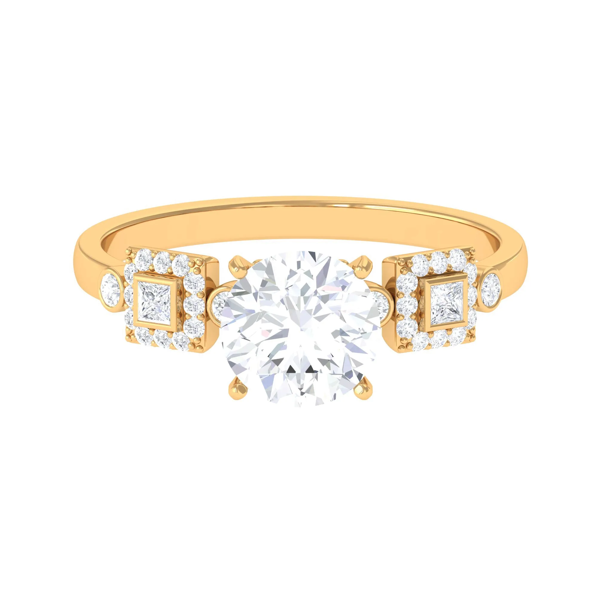 Round Cut Solitaire Moissanite Antique Engagement Ring