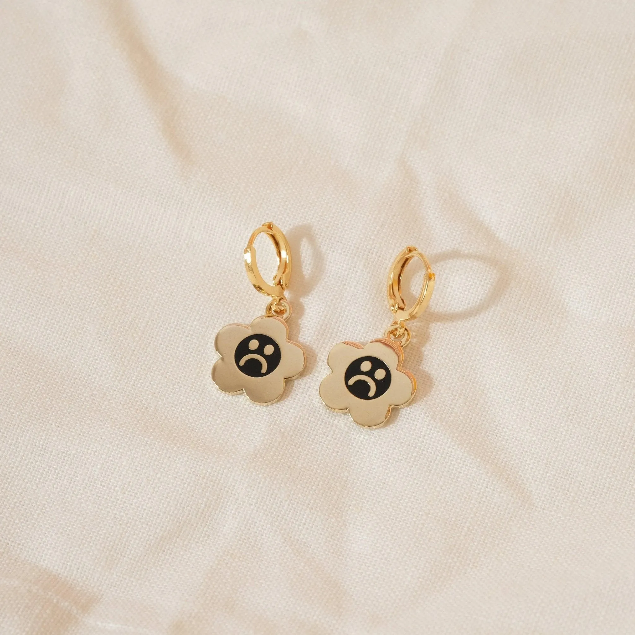 Sad Daisy Huggie Hoop Earrings