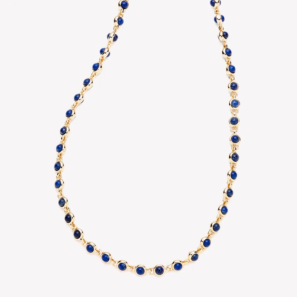 SHORT INLAID DOME NECKLACE - LAPIS LAZULI