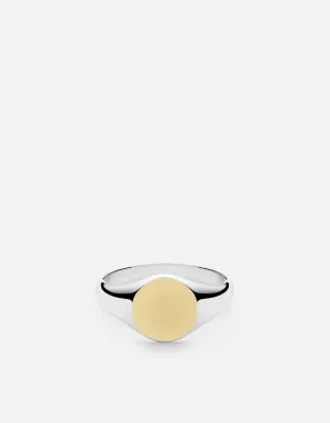 Signet Ring, Sterling Silver/14k Matte Gold