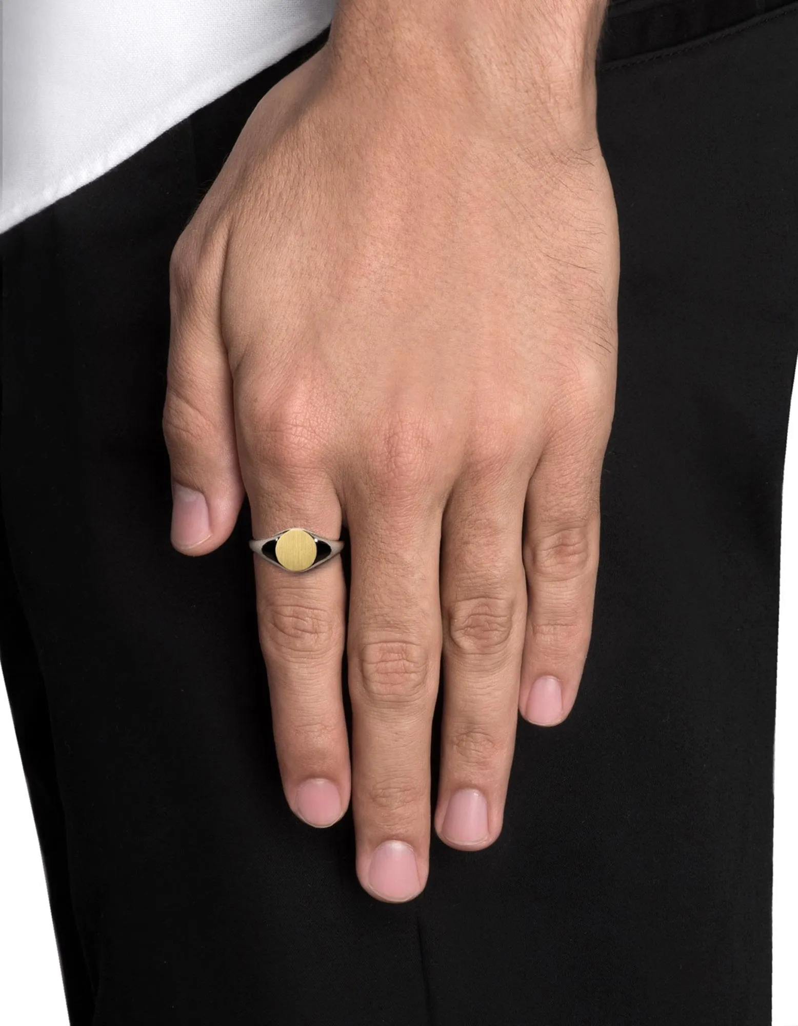 Signet Ring, Sterling Silver/14k Matte Gold