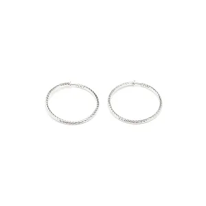 Silver Plated Diamond Cut Big Spring Clip-On Hoop Earrings