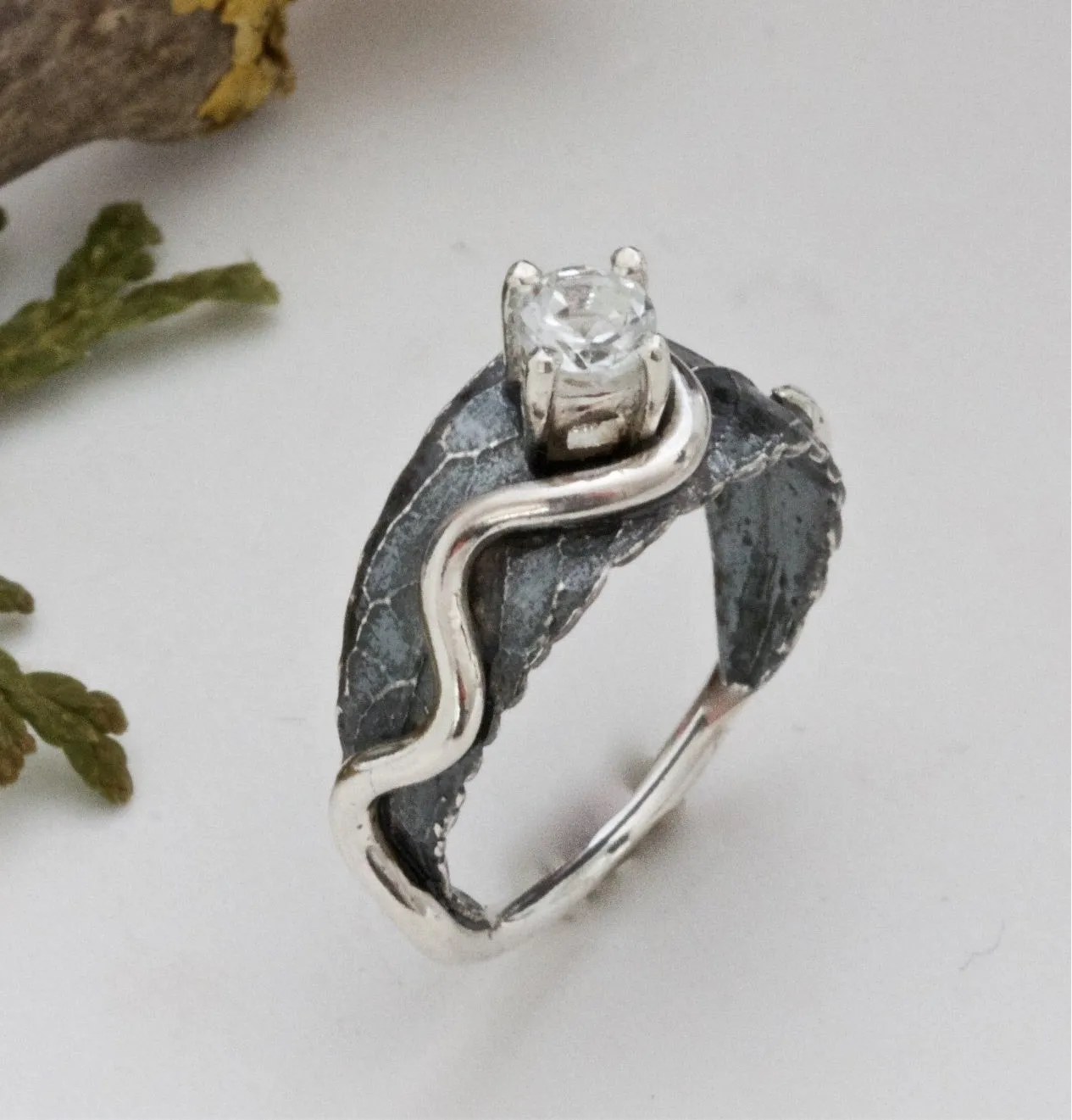 Silver Woodland Leaf Ring