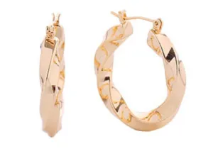 SJE310317 14K Twisted Hoop Pincatch Earrings