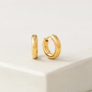 Small Puff Hoop Earrings Gold