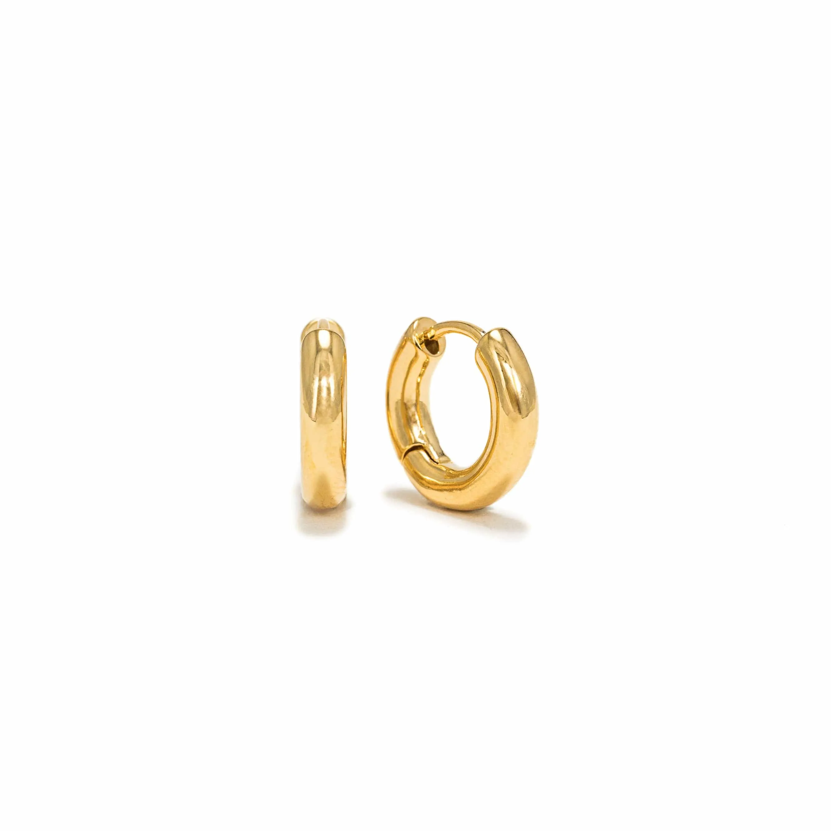 Small Puff Hoop Earrings Gold