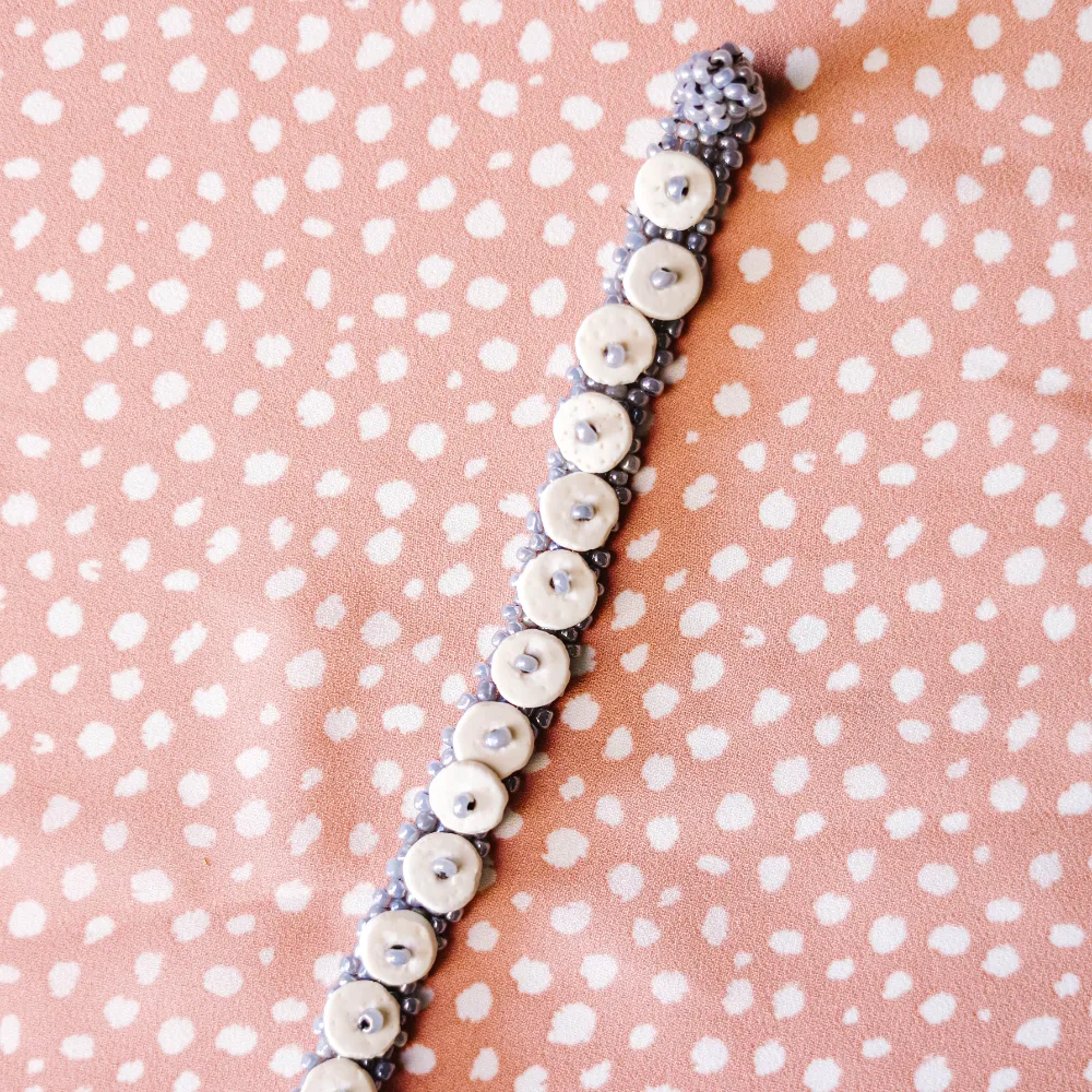 Small Silver Bead-and-Shell Bracelet