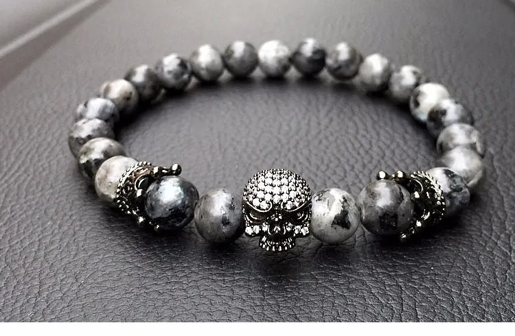 Spartan Skull Agate Eye Men's Bracelet