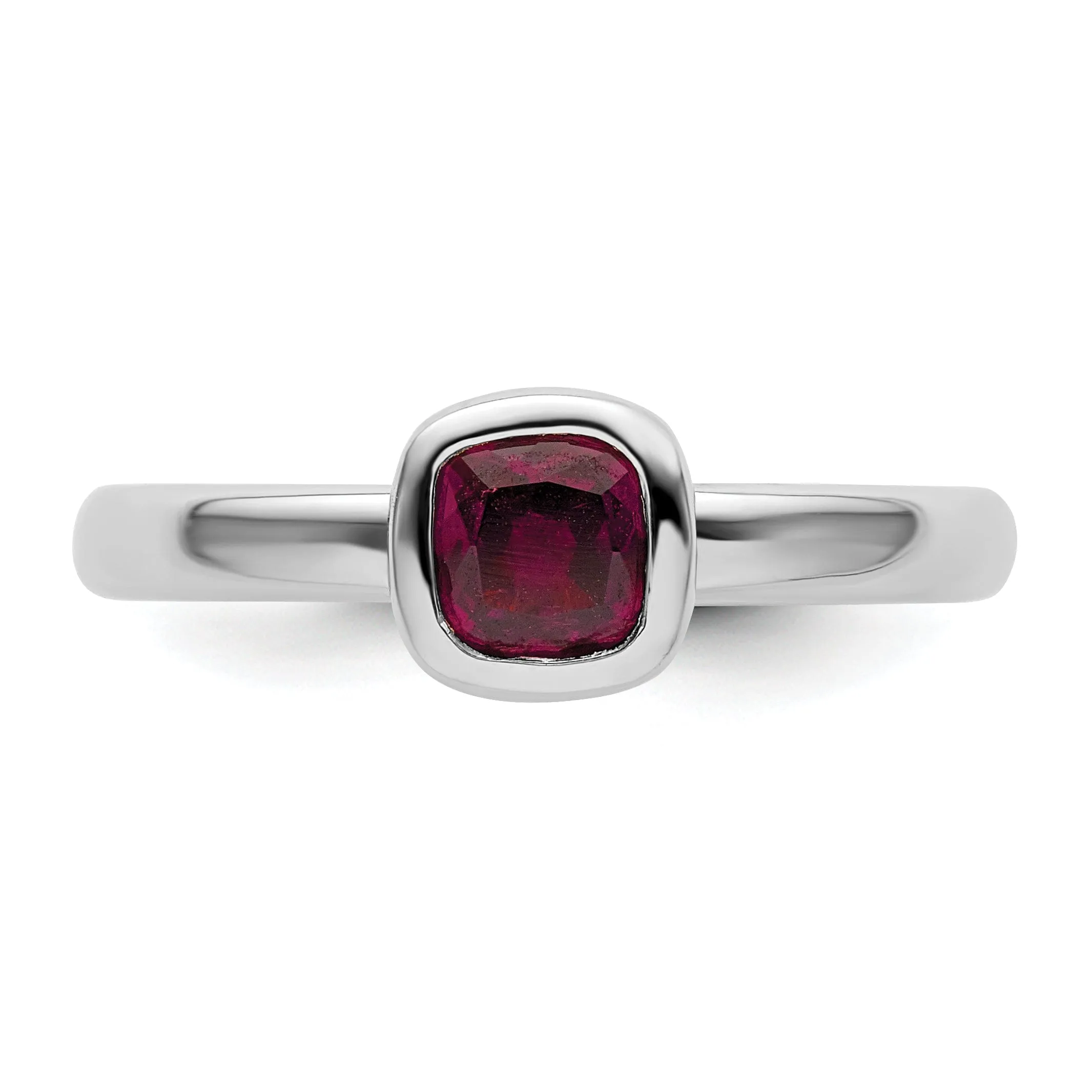 Sterling Silver Cushion Cut Rhodolite Garnet Ring