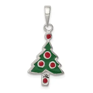 Sterling Silver Enameled Christmas Tree Pendant