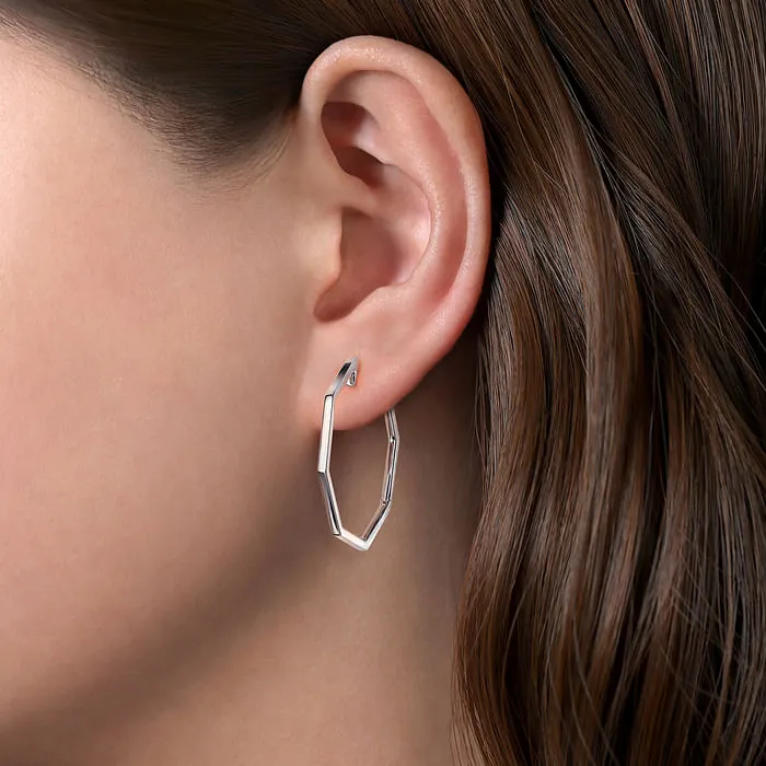 Sterling Silver Geometric Classic Hoop Earrings