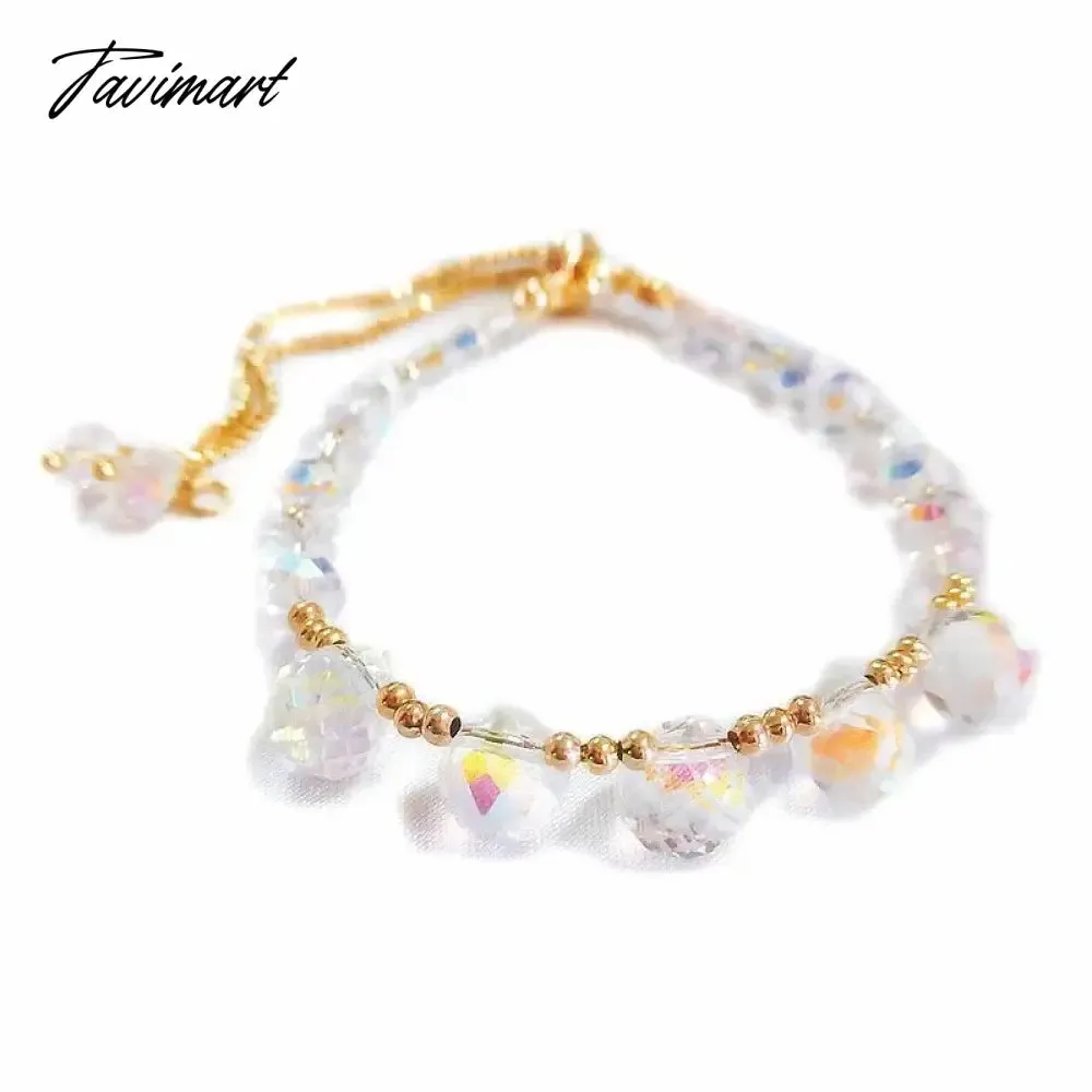 Tavimart Fashion Crystal Bracelet For Women Korean Style Adjustable Clear Beaded Bracelets Jewelry Wholesale