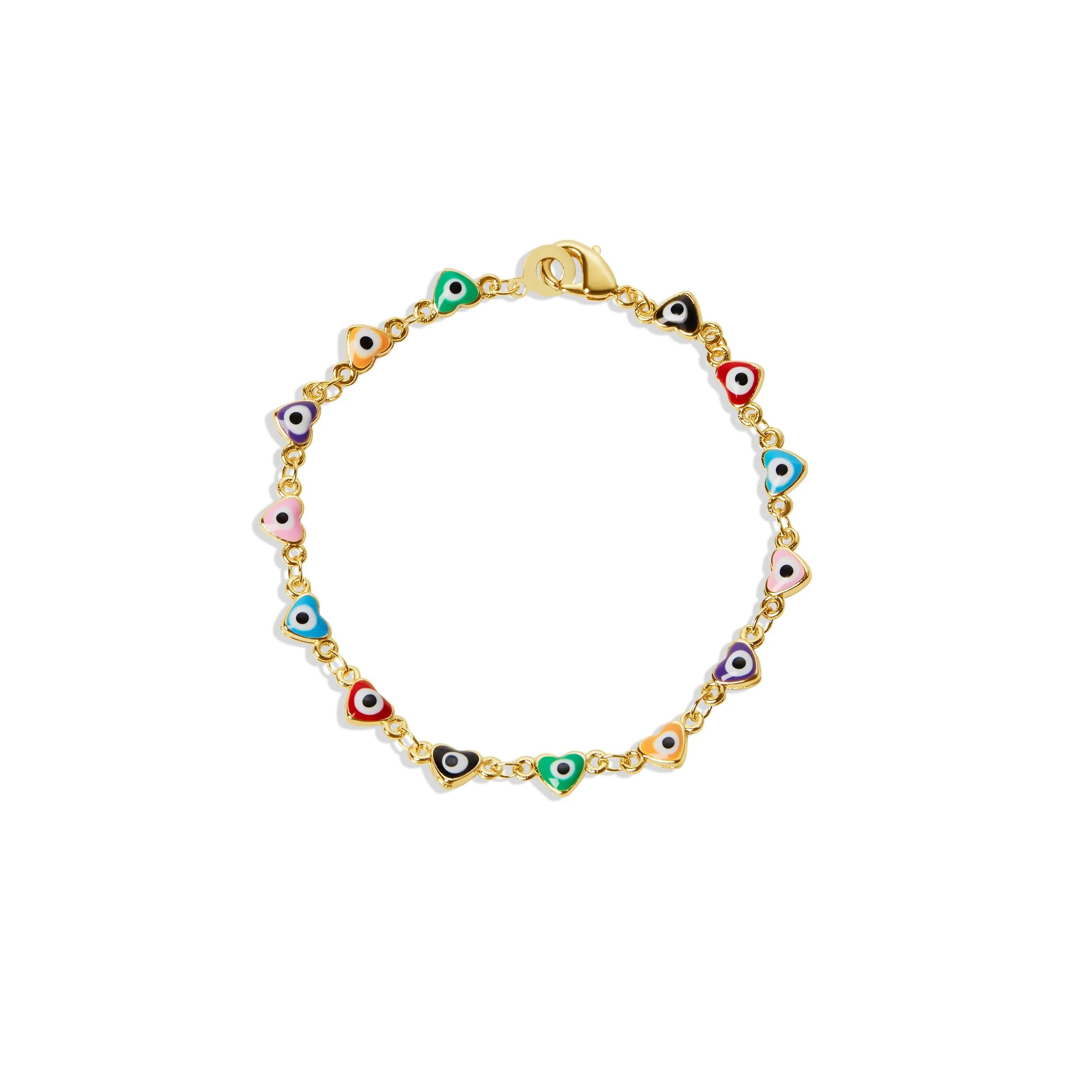 THE MULTI COLOR EVIL EYE HEART BRACELET