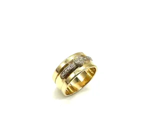 Tri-band 14k Gold & Diamond Band