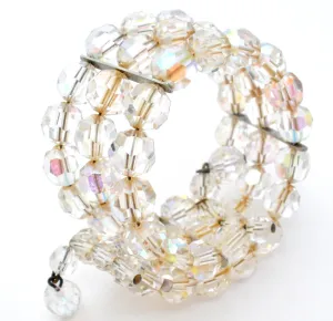 Triple Strand AB Crystal Bead Wrap Bracelet Vintage