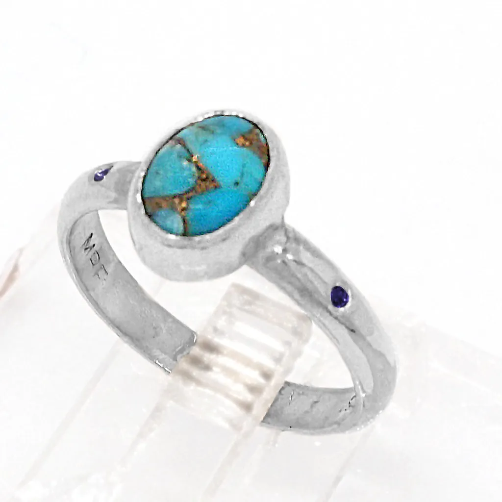 Turquoise & Blue Diamond Ring (size 5 1/2)