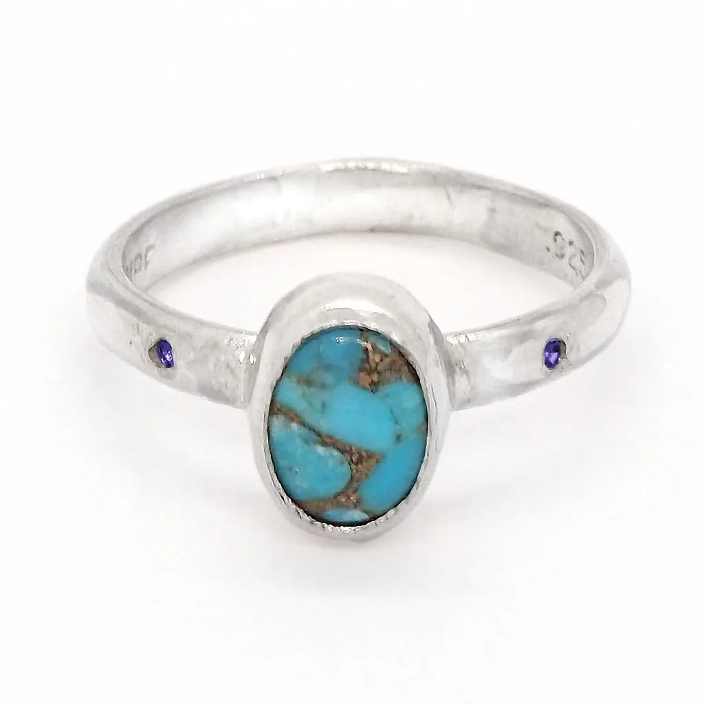 Turquoise & Blue Diamond Ring (size 5 1/2)