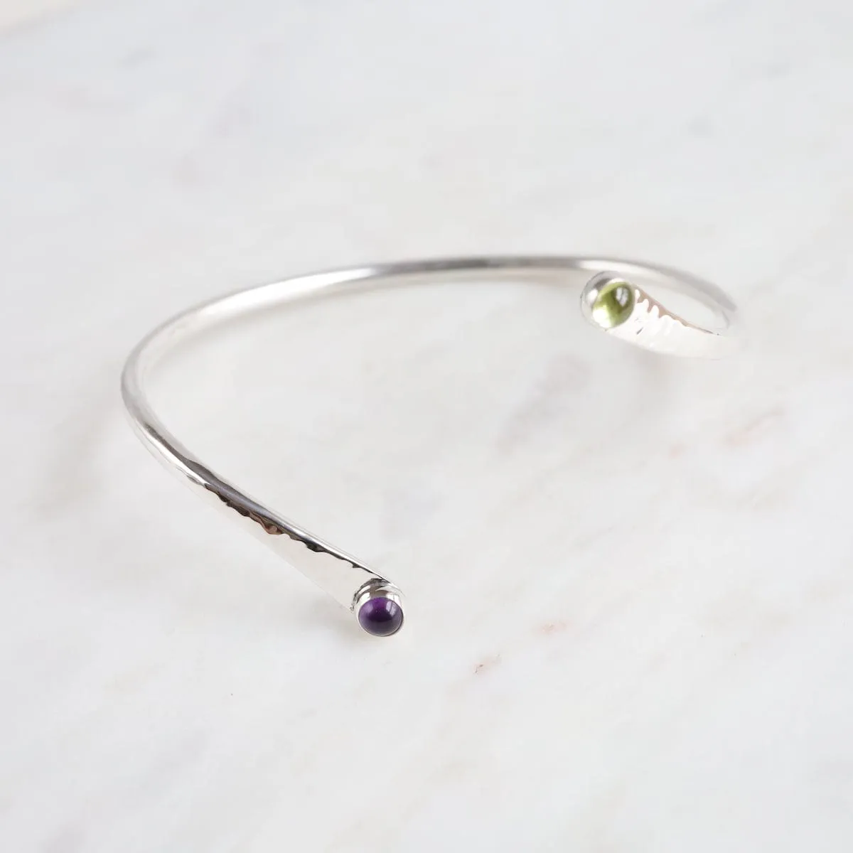 Twist Bangle With Peridot & Amethyst Bracelet