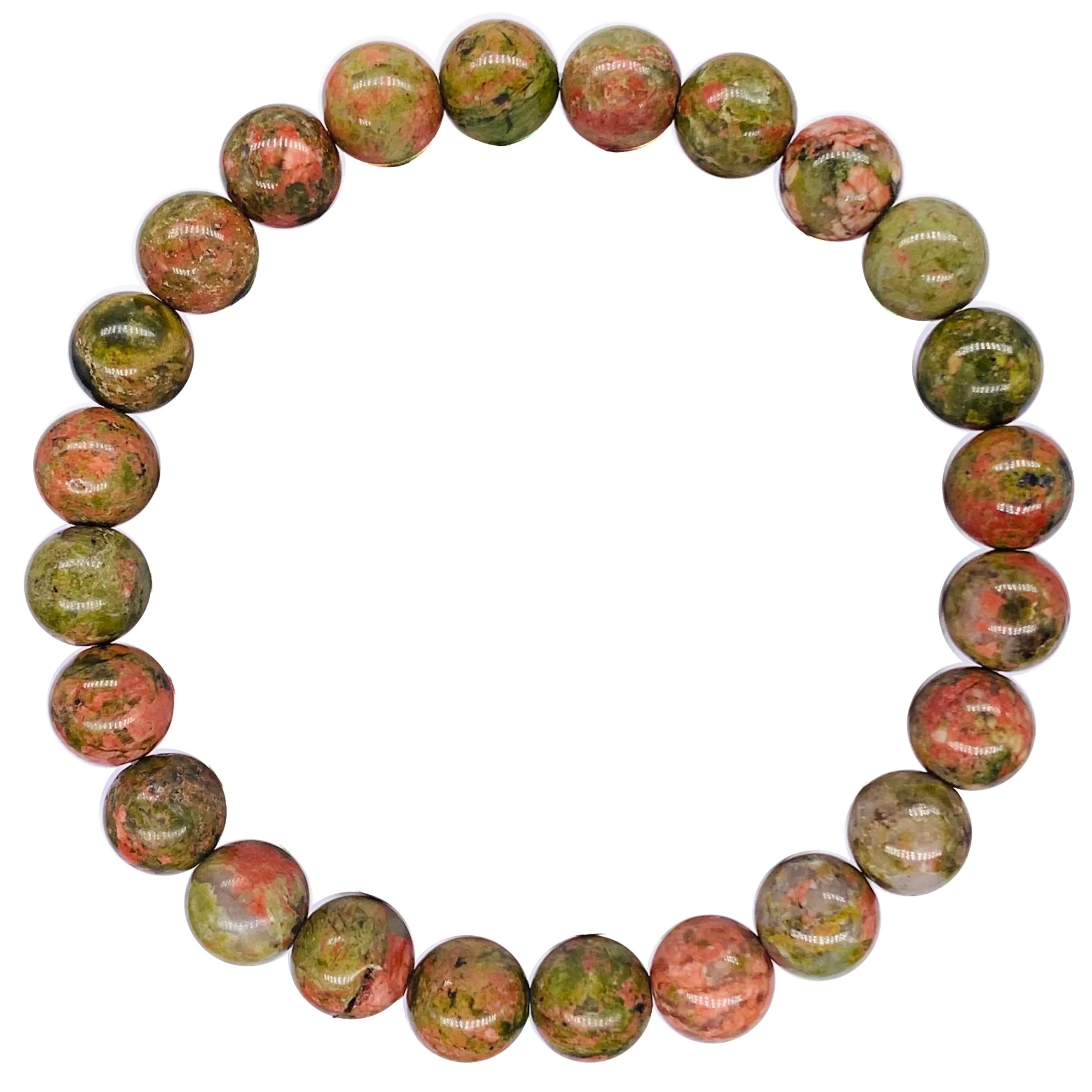 Unakite Jasper Beaded Crystal Bracelet