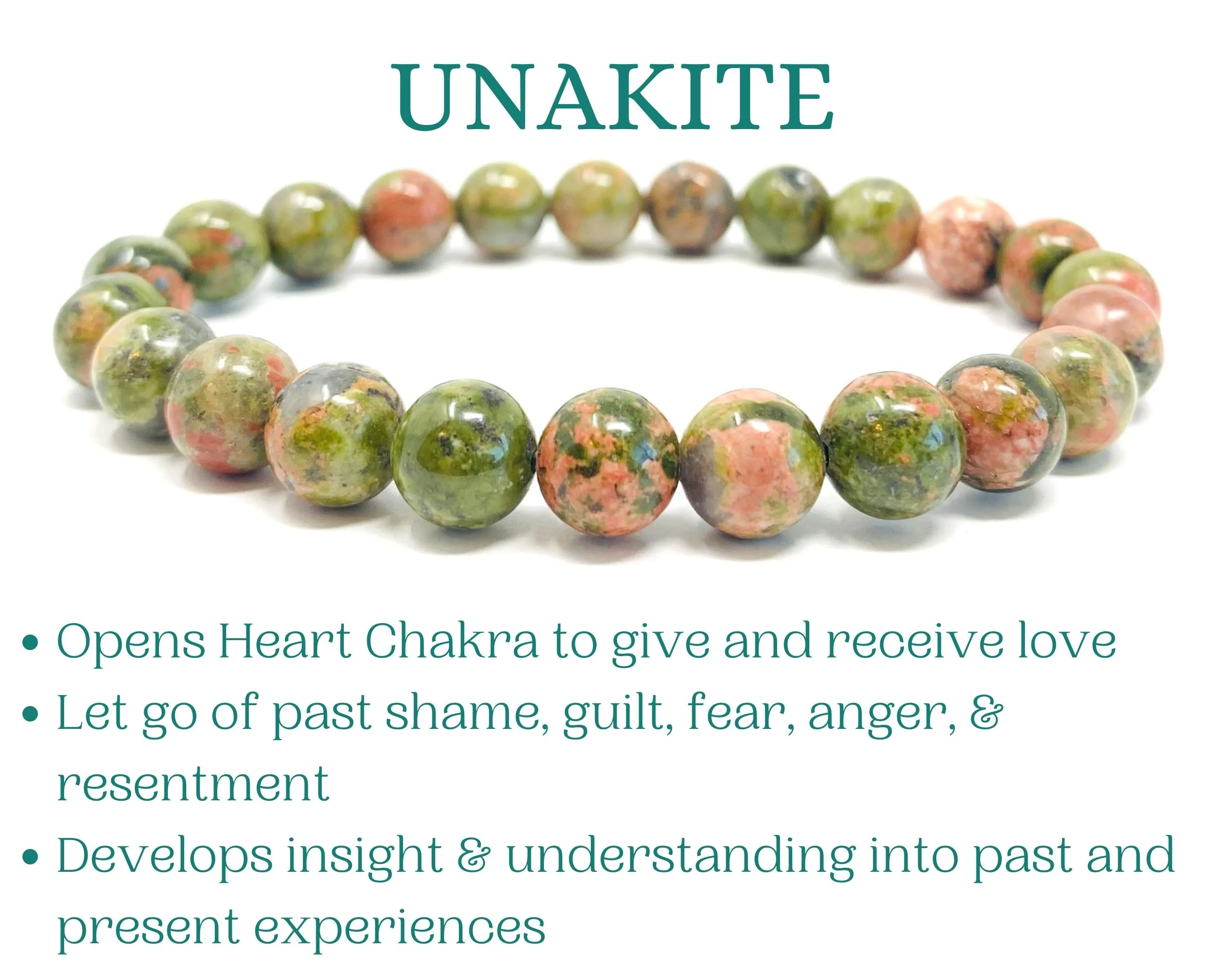 Unakite Jasper Beaded Crystal Bracelet