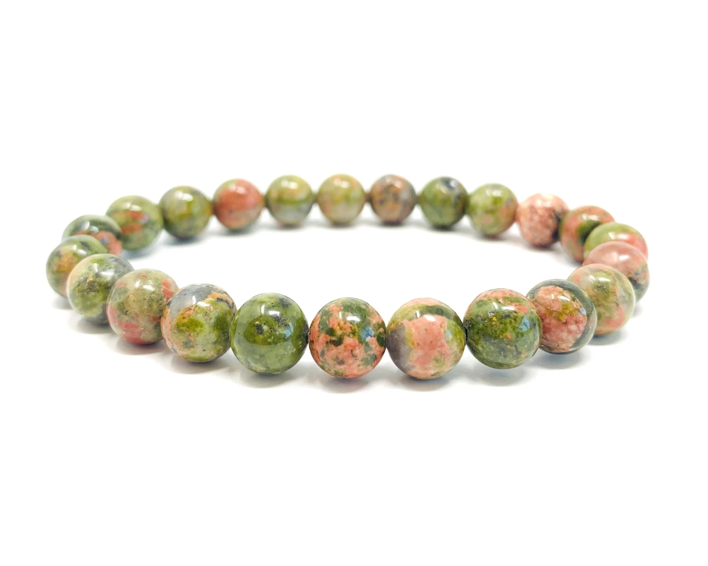 Unakite Jasper Beaded Crystal Bracelet