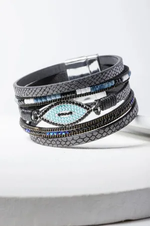 Vegan Leather Evil Eye Bracelet