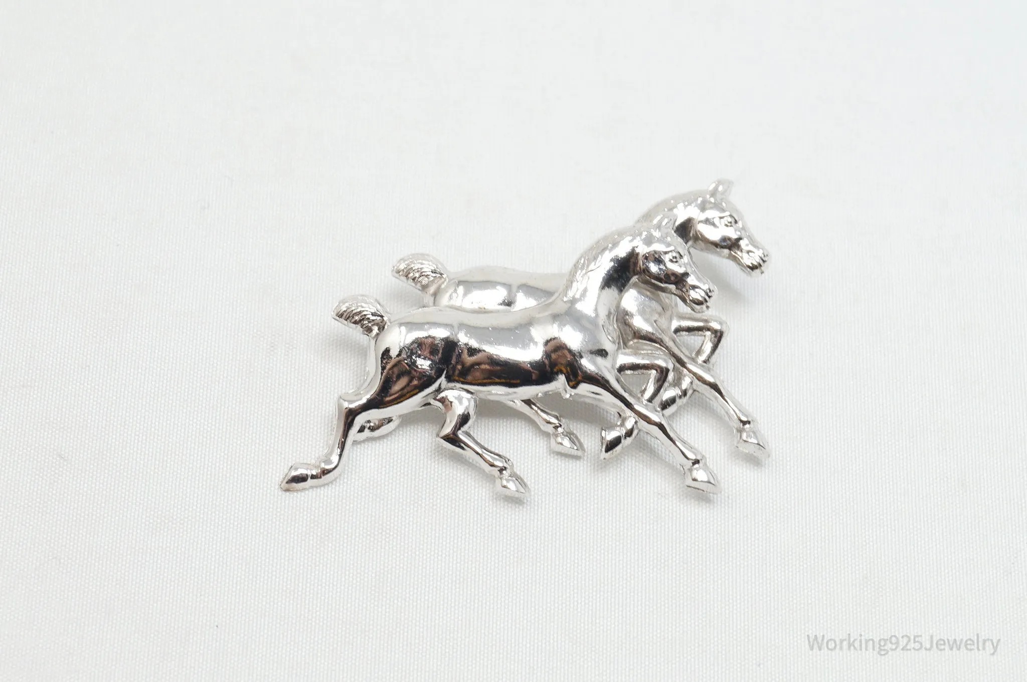 Vintage Designer Carl Art Horse Lover Sterling Silver Brooch Pin