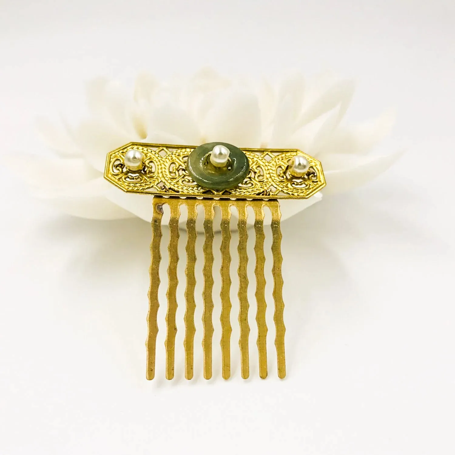 Vintage Style Jade Hair Comb