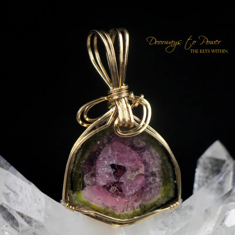 Watermelon Tourmaline Crystal Pendant 14k RESEVRED