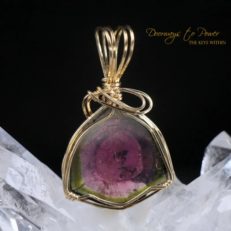 Watermelon Tourmaline Crystal Pendant 14k RESEVRED