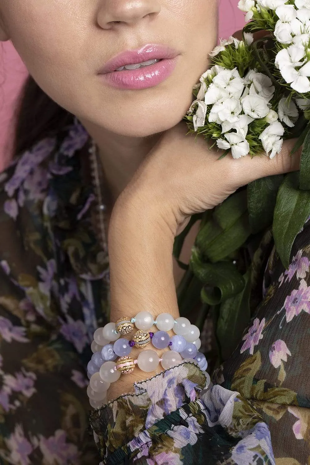 White Moonstone Bead Bracelet