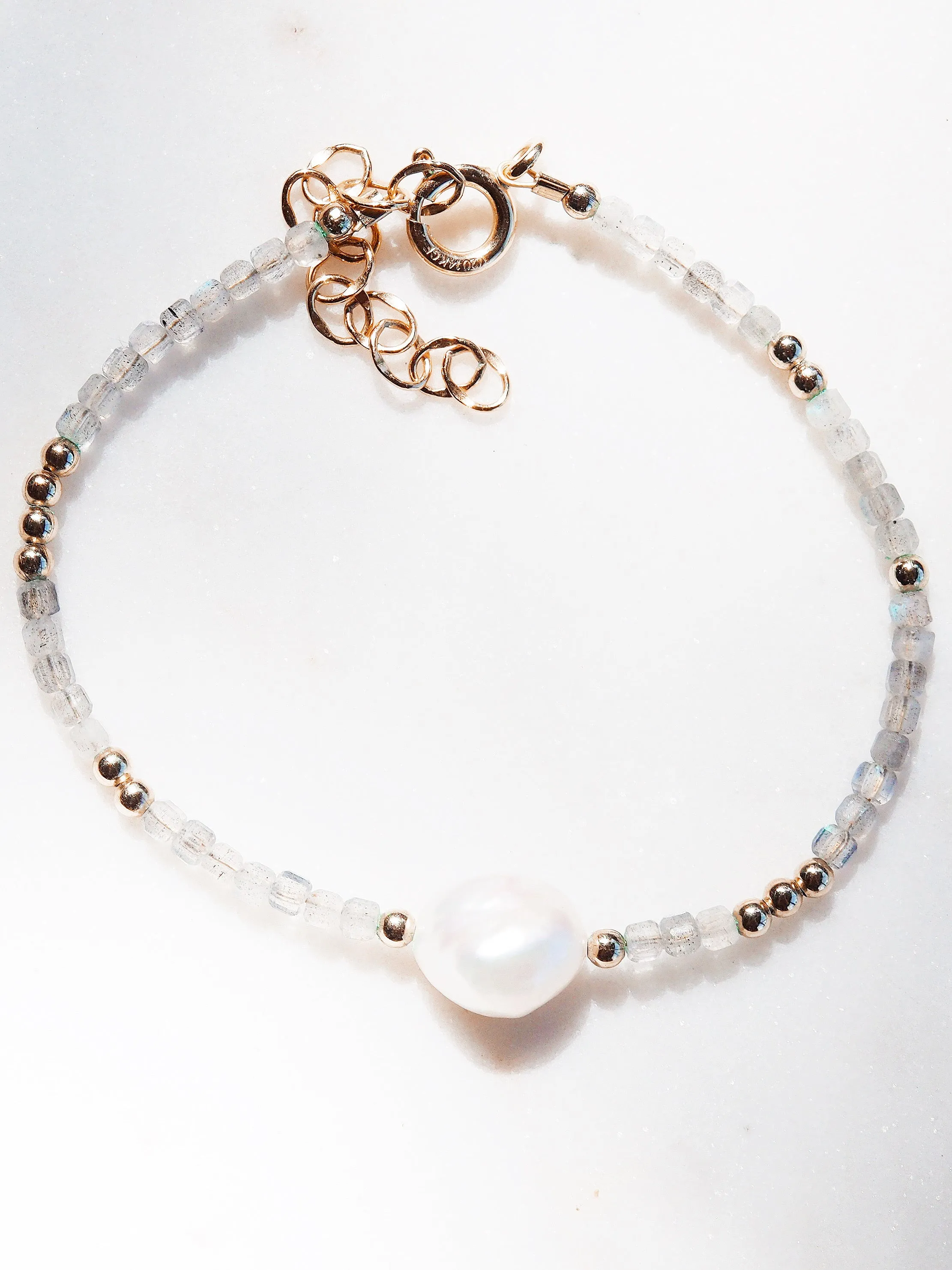 White Pearl and Gemstone Bracelet - Haukea