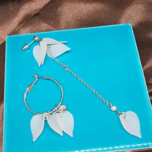 White Petals Asymmetric Earrings