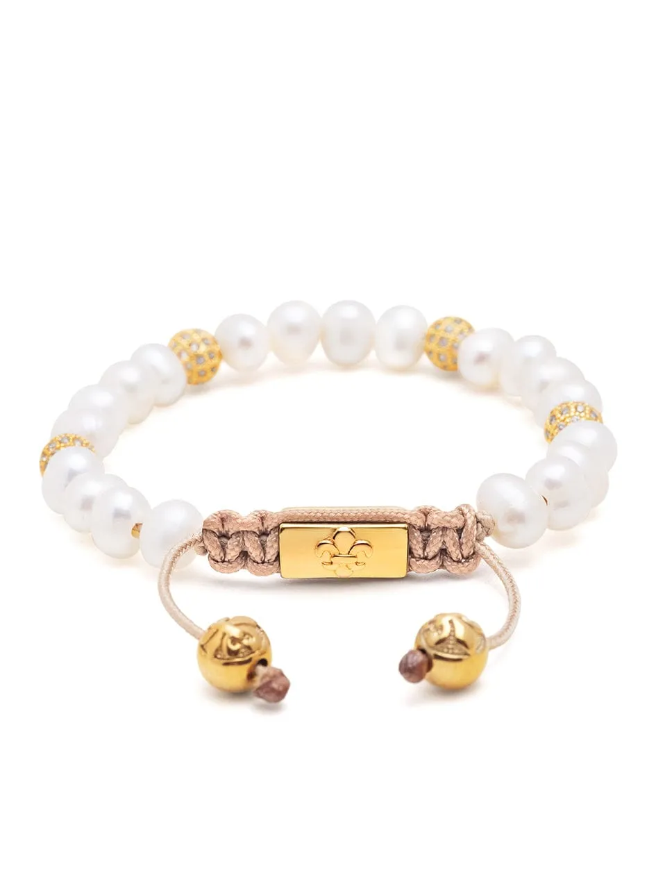 Women's Beaded Bracelet with Pearl and Gold