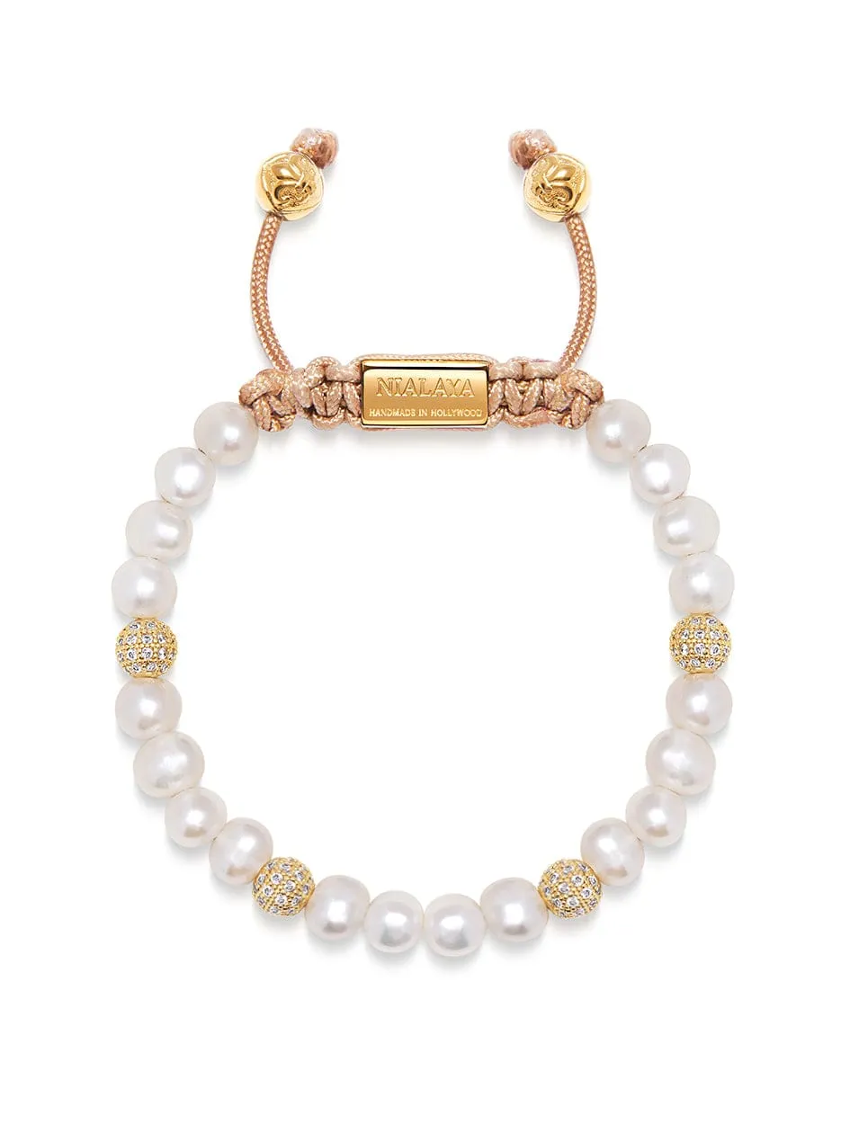 Women's Beaded Bracelet with Pearl and Gold